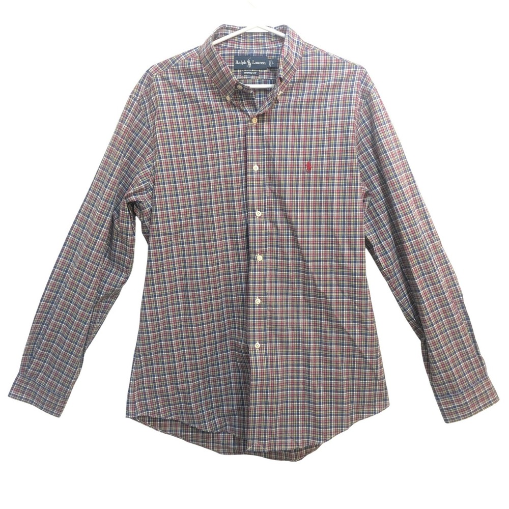 Polo Ralph Lauren Men's L Custom Fit Button‎ Down Long Sleeve Casual Red Pony